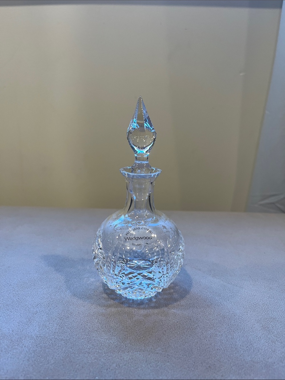 Wedgwood Clear Lead Crystal Faceted Glass Perfume Container